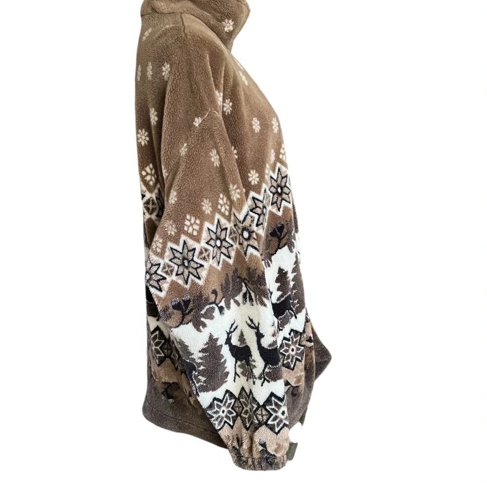 VTG. Mazmania Sherpa Fleece Zipper front Winter Deer/Trees Scene Jacket. Sz. XL - Picture 4 of 8